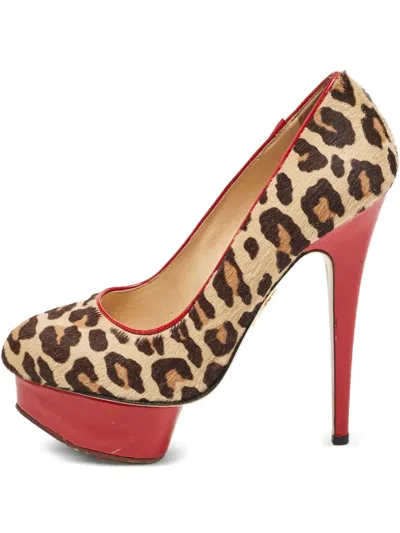 Pre-owned Charlotte Olympia  145mm Leopard-print Pumps In Brown