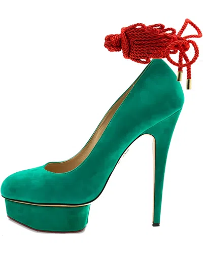 Pre-owned Charlotte Olympia  155mm Dolly Rope-detail Pumps In Green