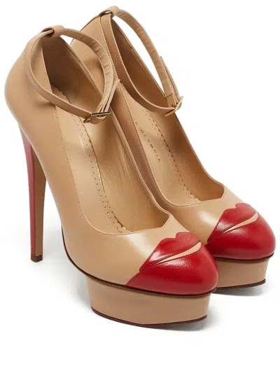 Pre-owned Charlotte Olympia  155mm Kiss Me Dolores! Pumps In Neutral