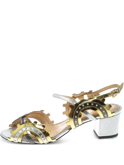 Pre-owned Charlotte Olympia  50mm Gear-embellished Block-heel Sandals