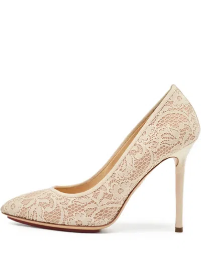 Pre-owned Charlotte Olympia  Monroe Lace-detailed Stiletto Pumps