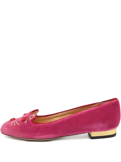 Pre-owned Charlotte Olympia  Velvet Loafers