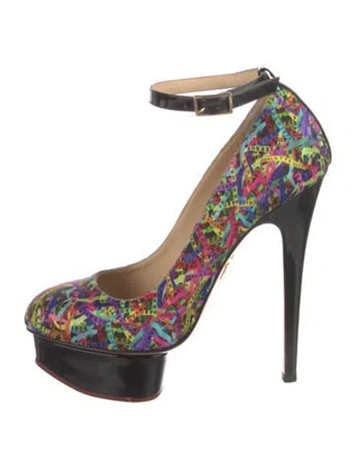 Pre-owned Charlotte Olympia Printed Pumps In Black