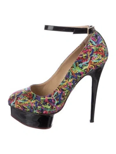 Pre-owned Charlotte Olympia Printed Pumps In Green