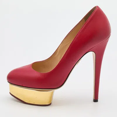 Charlotte Olympia Red Leather Dolly Platform Pumps