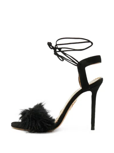 Pre-owned Charlotte Olympia Salsa Feather Sandals In Black