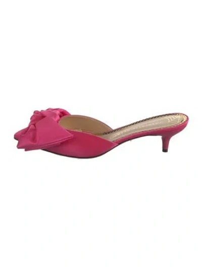 Pre-owned Charlotte Olympia Satin Bow Accents Mules In Pink