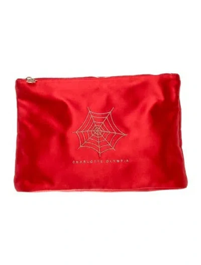 Pre-owned Charlotte Olympia Satin Clutch In Red