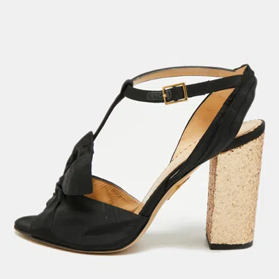 Pre-owned Charlotte Olympia Size 39 Black Nylon Ankle Strap Sandals