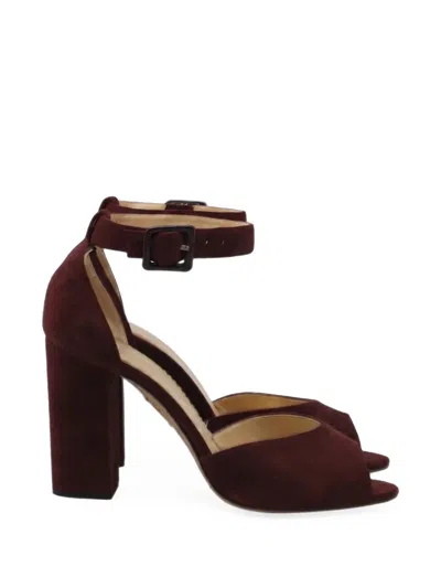 Pre-owned Charlotte Olympia Slingback Block-heel Sandals In Red