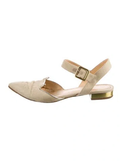 Pre-owned Charlotte Olympia Slingback Flats In Neutral