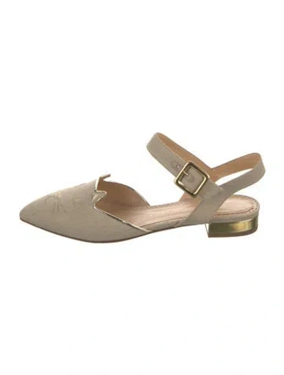 Pre-owned Charlotte Olympia Slingback Flats In Neutral