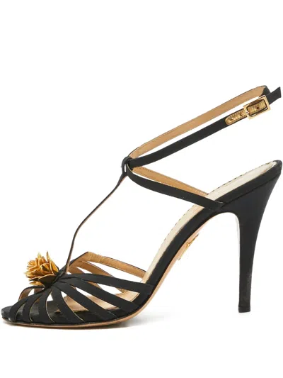 Pre-owned Charlotte Olympia Strappy Open-toe Heels In Black
