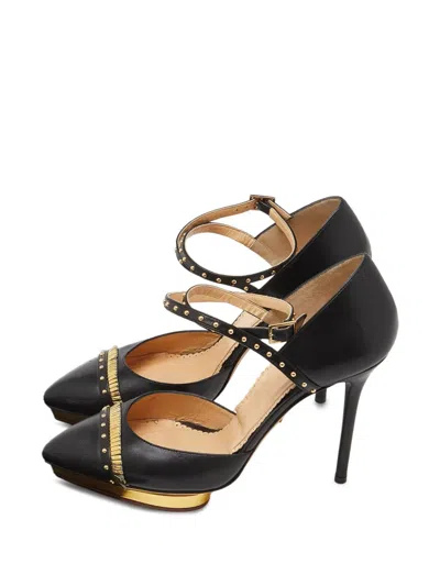Pre-owned Charlotte Olympia Studded Pointed-toe Pumps In Black