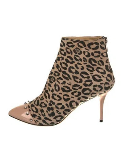 Pre-owned Charlotte Olympia Suede Animal Print Boots In Neutral