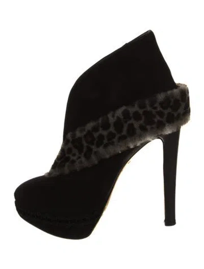 Pre-owned Charlotte Olympia Suede Boots In Black