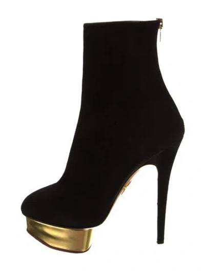 Pre-owned Charlotte Olympia Suede Boots In Black