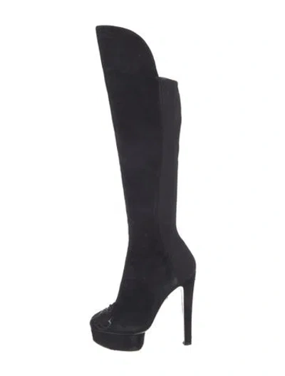 Pre-owned Charlotte Olympia Suede Boots In Black