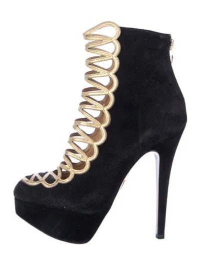 Pre-owned Charlotte Olympia Suede Colorblock Pattern Pumps In Multi