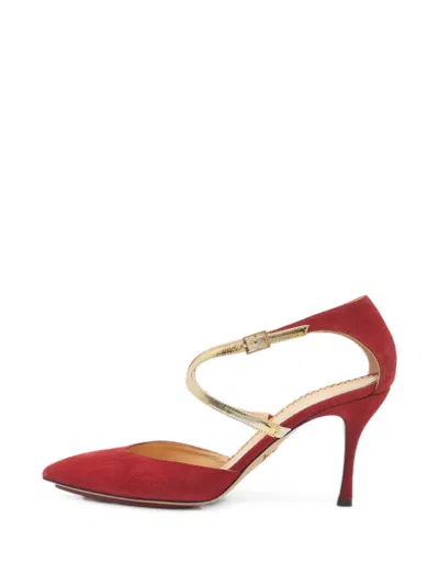 Pre-owned Charlotte Olympia Suede Heeled Pumps In Red