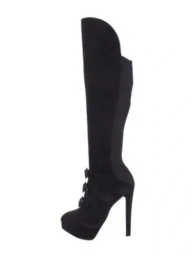 Pre-owned Charlotte Olympia Suede Lace-up Boots In Black