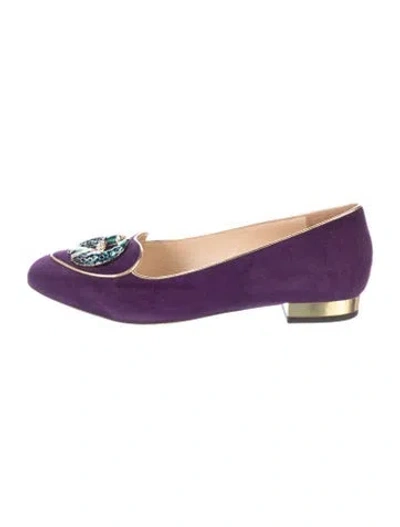 Pre-owned Charlotte Olympia Suede Loafers In Purple
