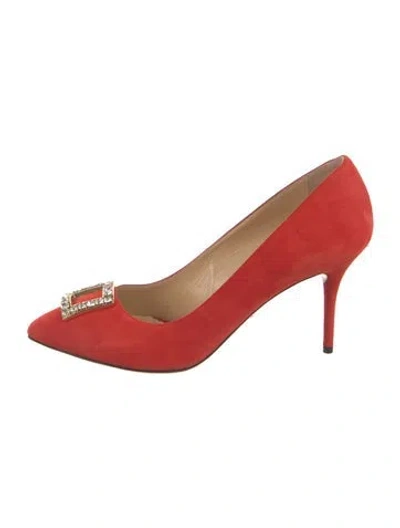 Pre-owned Charlotte Olympia Suede Pumps In Red