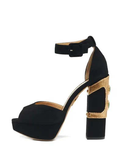 Pre-owned Charlotte Olympia Suede Sandals In Black