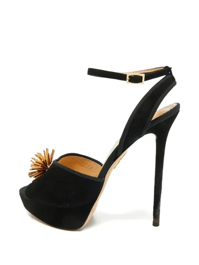 Pre-owned Charlotte Olympia Orbital Pomeline Sandals In Black