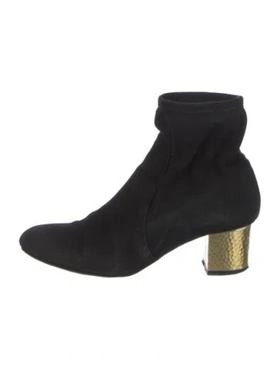 Pre-owned Charlotte Olympia Suede Sock Boots In Black
