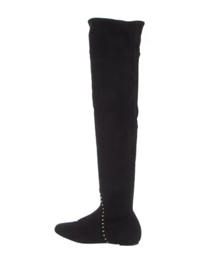 Pre-owned Charlotte Olympia Suede Sock Boots In Black