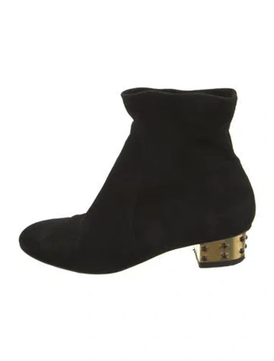 Pre-owned Charlotte Olympia Suede Sock Boots In Black