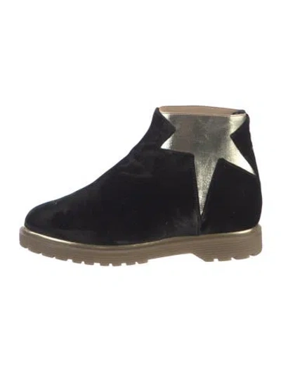 Pre-owned Charlotte Olympia Velvet Chelsea Boots In Blue