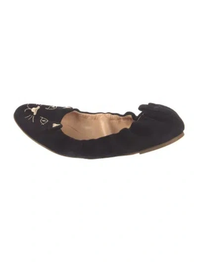 Pre-owned Charlotte Olympia Velvet Graphic Print Ballet Flats In Blue