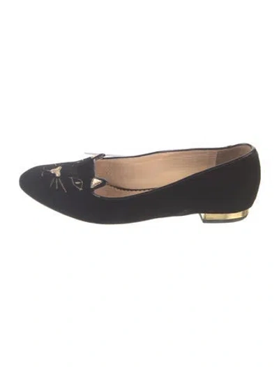Pre-owned Charlotte Olympia Velvet Graphic Print Flats In Multi