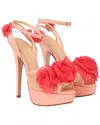 Charlotte Olympia Fleur Ankle-wrap Platform Sandals In Pink Satin In Multi