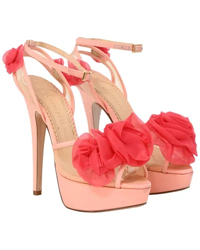 Charlotte Olympia Fleur Ankle-wrap Platform Sandals In Pink Satin