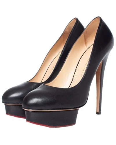 Pre-owned Charlotte Olympia Women's Leather Platform Pump (authentic Pre-loved) In Black