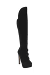 Charlotte Olympia Womens Leather Buckle Detail Pull On Knee High Boots Black In Black