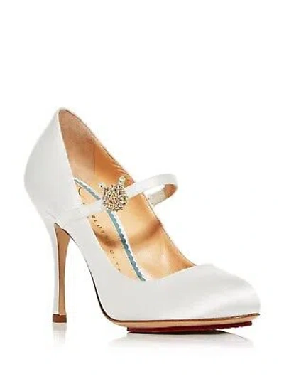 Pre-owned Charlotte Olympia Womens Open White Satin Fabri Toe Stiletto Slip On Pumps 38