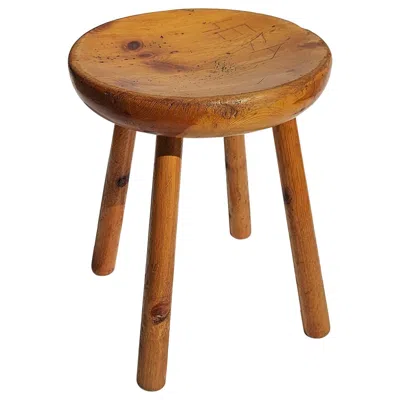 Pre-owned Charlotte Perriand 1960s Style Of  Design Les Arcs Resort France Pine Wood Stool In Brown