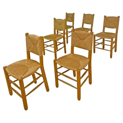 Pre-owned Charlotte Perriand 6 Bauche Chairs 1940 In Brown