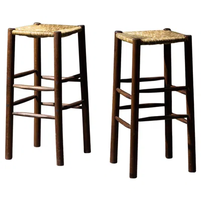 Pre-owned Charlotte Perriand Bar Stools In The Style Of , France, 1970s In Brown