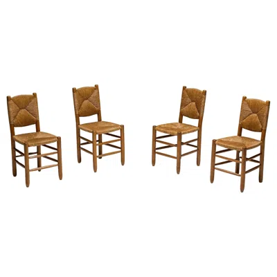 Pre-owned Charlotte Perriand Bauche Dining Chairs By  For Steph Simon, France, 1950s In Brown