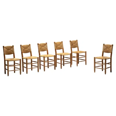 Pre-owned Charlotte Perriand Bauche Dining Chairs By  For Steph Simon, France, 1950s In Brown