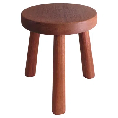 Pre-owned Charlotte Perriand Brutalist Wooden Tripod Stool With Flared Legs, France 1960 In Brown