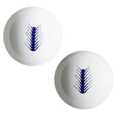 Pre-owned Charlotte Perriand Charlotte Prerriand Set Of Two Deep Flat Arete Plates For Cassina In Gray
