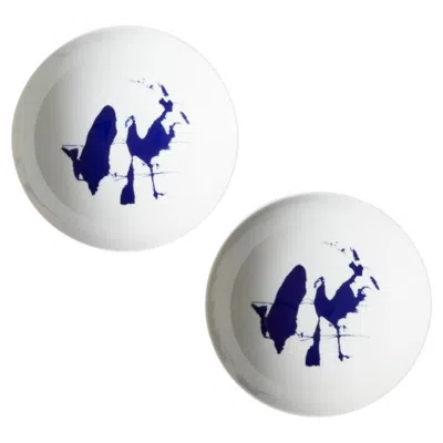 Pre-owned Charlotte Perriand Charlotte Prerriand Set Of Two Deep Flat Neige Plates For Cassina In Gray