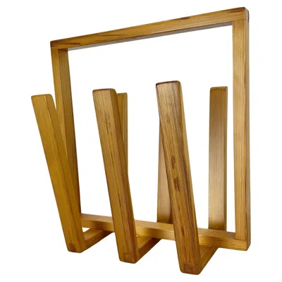 Pre-owned Charlotte Perriand Cubic Brutalist Pine Wood Magazine Holder In Chapo Perriand Style, France, 1970s In Brown