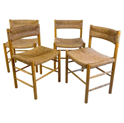 Pre-owned Charlotte Perriand Dordogne Chairs By Robert Sentou For  France 1960s Set Of Four In Brown